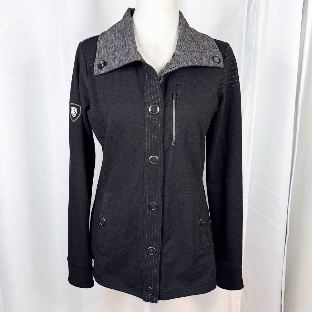KÜHL Crush Jacket Women's Size Small Black Stretch Snap Front Outdoor EUC
